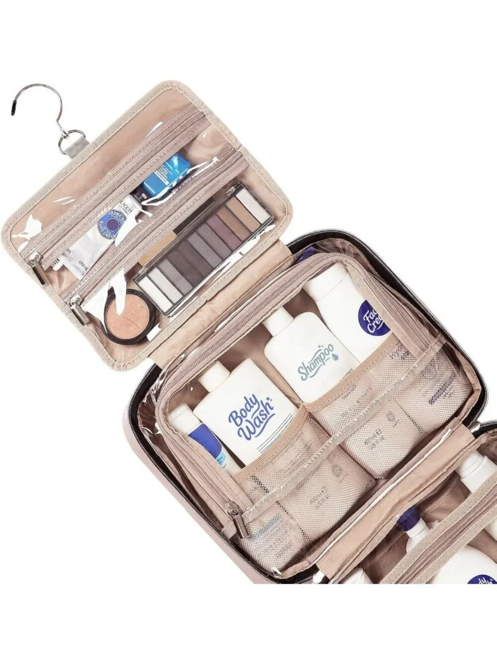 Large Portable Travel Toiletry Bag for Women - Hanging Organizer for Shampoo